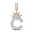 Image of 10kt Yellow Gold Mens Baguette Diamond Crown C Letter Charm Pendant 5/8 Cttw