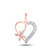 Image of 10kt Rose Gold Womens Round Diamond Butterfly Heart Pendant 1/4 Cttw
