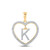 Image of 10kt Yellow Gold Womens Round Diamond Heart K Letter Pendant 1/4 Cttw