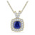 10kt Yellow Gold Womens Round Synthetic Blue Sapphire Solitaire Pendant 3-1/2 Cttw