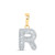 Image of 10kt Yellow Gold Womens Baguette Diamond R Initial Letter Pendant 1/3 Cttw