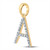 Image of 10kt Yellow Gold Womens Round Diamond Initial A Letter Pendant 1/5 Cttw