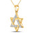Image of 10kt Yellow Gold Womens Round Diamond Star Magen David Jewish Pendant 1/10 Cttw