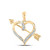 Image of 10kt Yellow Gold Womens Round Diamond Heart Arrow Pendant 1/12 Cttw