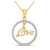 Image of 10kt Yellow Gold Womens Round Diamond Heart Circle Pendant 1/4 Cttw