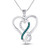 Image of Sterling Silver Womens Round Blue Color Enhanced Diamond Heart Infinity Pendant 1/10 Cttw