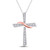 Image of Two-tone Sterling Silver Womens Round Diamond Cross Pendant 1/20 Cttw
