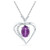 Image of Sterling Silver Womens Round Synthetic Amethyst Heart Pendant 3/4 Cttw