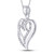 Image of Sterling Silver Womens Round Diamond Double Heart Pendant 1/10 Cttw BTGND107006