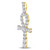 Image of 10kt Yellow Gold Mens Round Diamond Ankh Cross Charm Pendant 1/5 Cttw BTGND117270