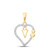 10kt Yellow Gold Womens Round Diamond V Heart Letter Pendant 1/10 Cttw BTGND167928