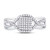 Image of 10kt White Gold Womens Round Diamond Rectangle Twist Cluster Ring 1/4 Cttw