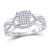 Image of 10kt White Gold Womens Round Diamond Rectangle Twist Cluster Ring 1/4 Cttw