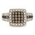 Image of 10kt Yellow Gold Womens Round Brown Diamond Square Cluster Ring 1/2 Cttw