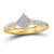 Image of 10kt Yellow Gold Womens Round Diamond Offset Square Cluster Ring 1/5 Cttw