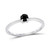 Image of 10kt White Gold Round Black Color Enhanced Diamond Solitaire Bridal Wedding Ring 1/4 Cttw