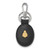 Image of Gold-plated Sterling Silver LogoArt Purdue Black Leather Oval Key Chain GP048PU-K1