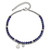 Image of Chisel Stainless Steel Polished 2-Strand Lapis and Crystal Cross 9 inch Anklet Plus 2 inch Extension