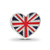 Sterling Silver Reflections United Kingdom Enamel Flag Heart Shaped Bead
