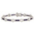 Image of Sterling Silver Rhodium-plated Blue Glass and CZ 7.25 inch Bracelet QX631CZ