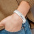Image of Sterling Silver Polished Diamond-cut and Textured Adjustable Bangle Bracelet