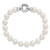 Image of Sterling Silver Rhodium-plated 9-10mm White Freshwater Cultured Pearl CZ Fancy Bracelet
