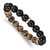 Image of Chisel Stainless Steel Polished 10.5mm Black Agate and Tigers Eye Beaded Stretch Bracelet