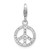 Amore La Vita Sterling Silver Rhodium-plated Polished CZ Peace Sign Charm with Fancy Lobster Clasp