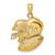 14K Yellow Gold 2-D Double Football Helmets and Ball Pendant