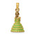 14K Yellow Gold 3-D Green Enamel Dress Southern Belle Pendant