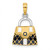 14K Yellow Gold & Rhodium 3-D Black Opens Quilted Handbag Pendant