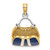 14K Yellow Gold & Rhodium 3-D Navy Enameled Handbag Opens Pendant