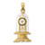 14K Yellow Gold w/ Enamel 3-D Moveable Clock In Glass Dome Pendant