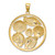 14K Yellow Gold with White Rhodium Shell Cluster in Circle Pendant