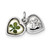 Sterling Silver Platinum-Plated Leaf Clover Epoxy & Shell CZ Heart Charm