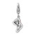 Amore La Vita Sterling Silver Rhodium-plated Polished CZ Enameled Christmas Stocking Charm with Fancy Lobster Clasp