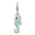 Amore La Vita Sterling Silver Rhodium-plated Polished 3-D Glitter Enameled 3-D Seahorse Charm with Fancy Lobster Clasp