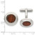 Image of Chisel Stainless Steel Polished Koa Wood Inlay Circle Cufflinks