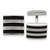 Image of Chisel Stainless Steel Polished Grooved Black Rubber Stripes Cufflinks