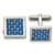 Image of Chisel Stainless Steel Polished with Blue Carbon Fiber Inlay Square Cufflinks