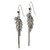 1928 Jewelry Silver-tone and Black-plated Leaf Pattern Jet Black and Hematite Crystal and Glass Beads Dangle Earrings