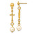 Symbols of Faith Gold-tone Cross and Imitation Pearl Dangle Post Earrings