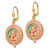 Symbols of Faith Gold-tone Pink Crystal Pink Enamel Mary and Child Dangle Leverback Earrings