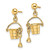 Image of 18.9mm 14K Yellow Gold 3-D Beach Bucket w/ Shovel Dangle Earrings