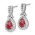 Image of 20mm Cheryl M Sterling Silver Rhodium-plated Brilliant-cut Lab Created Ruby and Brilliant-cut White CZ Teardrop Post Dangle Earrings