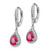 Image of 28mm Cheryl M Sterling Silver Rhodium-plated Brilliant-cut Lab Created Ruby and Brilliant-cut White CZ Teardrop Leverback Dangle Earrings