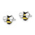 6.3mm Sterling Silver Rhodium-plated Enameled Bumble Bee Post Earrings