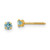 Image of 3mm 14K Yellow Gold Madi K 3mm Synthetic Blue Zircon Birthstone Earrings