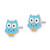 8.49mm Sterling Silver Rhodium-plated Polished Multi-color Enameled Blue Owl Childrens Post Earrings