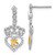 Image of 25.5mm Sterling Silver Gold-Tone CZ 15 Heart Crown Post Dangle Earrings